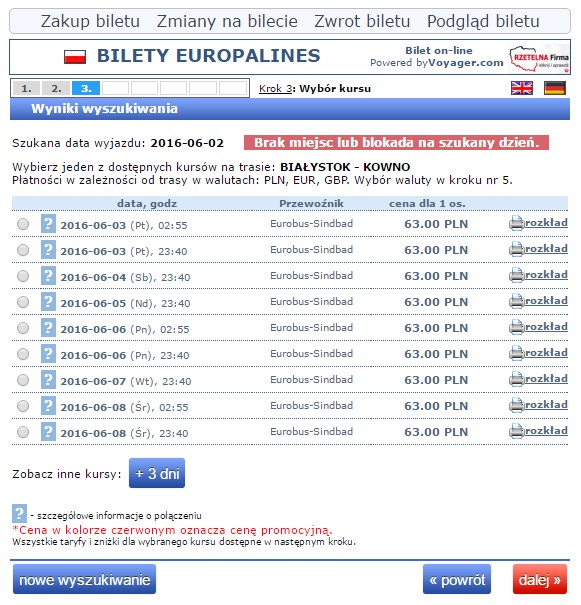 Bilety autokarowe Eurobus Polska Kowno